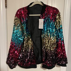 NWT Sequins sparkly jacket Sz L/XL